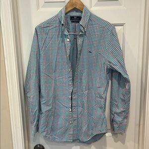 Vineyard Vines Green and Blue Casual Button Down Shirts